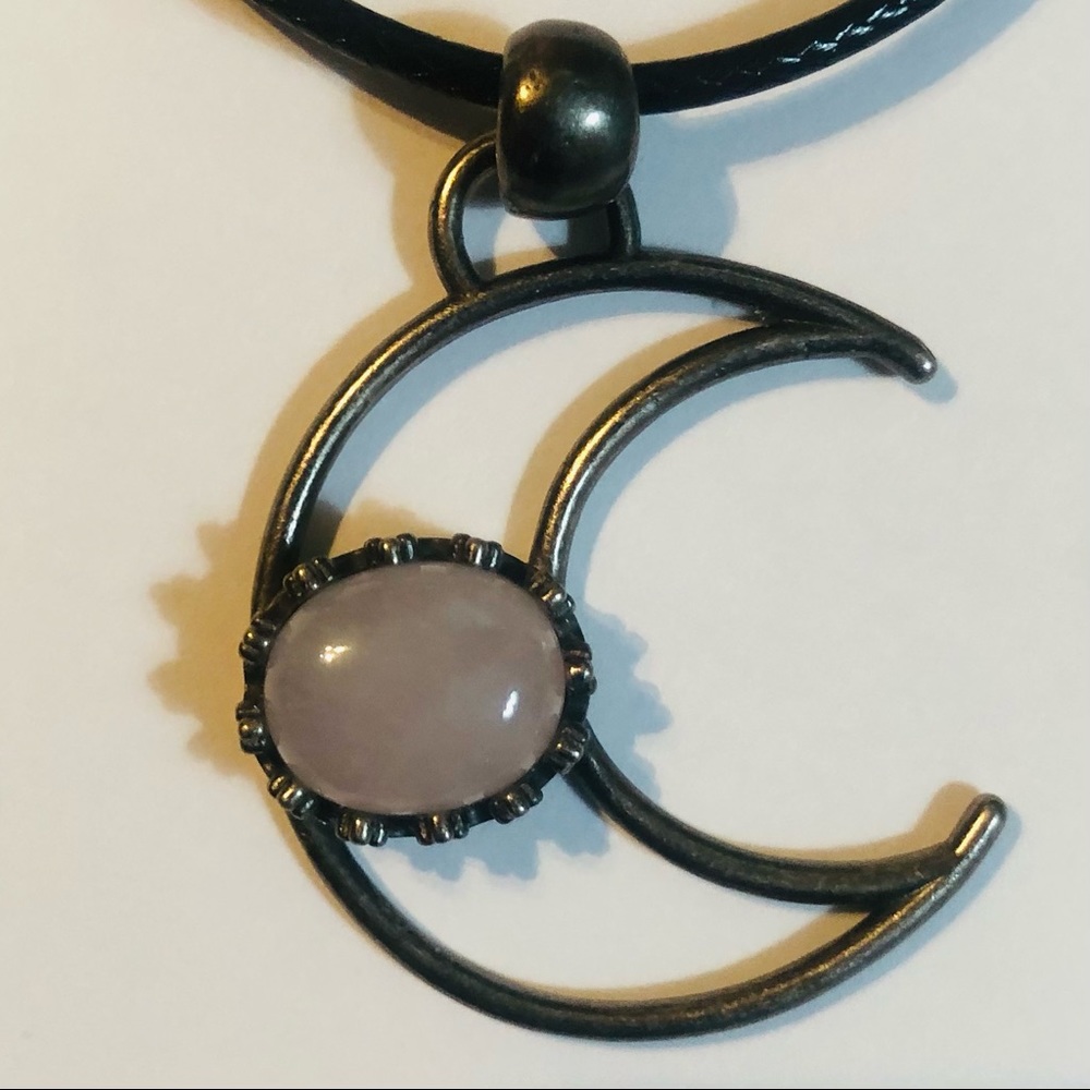 Rose Quartz Crescent Moon Pendant